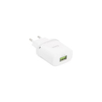 Сзу Hoco c12q smart 1xusb, 3а, 18w, qc3.0, led + usb кабель type-c, 1м (белый) 0L-00044852
