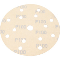 Диск абразивный с липучкой Sandpaper (yellow) 150 мм, 15 отверстий, P100, 5 шт BRUSHTEX 150Y15-100