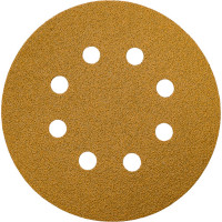 Диск абразивный с липучкой Sandpaper (yellow) 125 мм, 8 отверстий, P60, 10 шт BRUSHTEX 125Y8-60