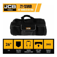 Сумка JCB дорожная для инструмента 26" с плечевым ремнем и выдвижной ручкой, водостойкая (емкость 90л) JCB-18VKB(57222)