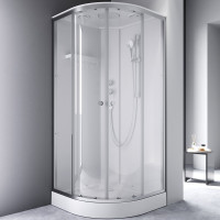 Душевая кабина AM.PM X-Joy 90x90, 1/4 круга, профиль матовый хром, стекло прозрачное W94C-401-090MT