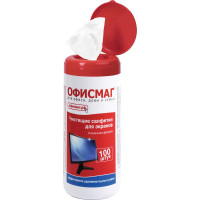 Салфетки для экранов всех типов и оптики ОФИСМАГ туба 100 шт., влажные 510483