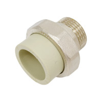 Муфта комбинированная разъемная TEBO PPR, O-ring, 32x1 НР, серый 016022108