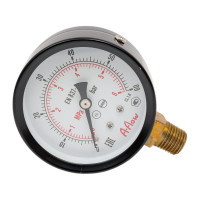 Манометр от 0 до 60 бар из углеродистой стали, D63 мм, NPT 1/4", штуцер снизу A-Flow G10-C-4N-63A-60bar