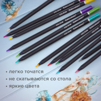 Цветные карандаши BRAUBERG чёрное дерево black wood, 24 цвета, трехгранный корпус, мягкий грифель 3 мм 181949