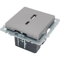 Розетка USB IEK Brite a+c 18вт рю11-1-брс сталь BR-U22-018-K46