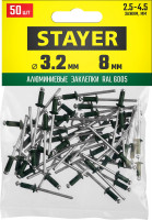 Stayer color-fix, 3.2 х 8 мм, зеленый насыщенный, 50 шт, алюминиевые заклепки, professional (3125-32-6005)