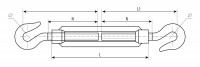 ЗУБР din 1480, м12, кованая натяжная муфта, 4 шт, талреп крюк-крюк, профессионал (4-304365-12)