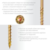 ЗУБР кс-п, 30 х 3.0 мм, tx10, потайная головка, желтый цинк, 700 шт, конструкционный саморез, профессионал (30041-30-030)