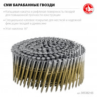 ЗУБР cnw 65 х 2.8 мм, барабанные гвозди рифленые, 6000 шт (305382-65)