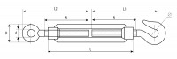 ЗУБР din 1480, м10, кованая натяжная муфта, 6 шт, талреп крюк-кольцо, профессионал (4-304355-10)