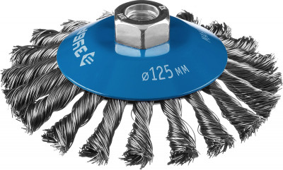 ЗУБР 125 мм, стальная проволока 0.5 мм, коническая щетка-крацовка для ушм, профессионал (35269-125)