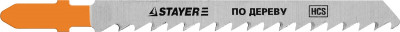 Stayer t101d, t-хвост., hcs сталь, по дереву/дсп/двп, шаг зуба 4 мм (6tpi), раб. длина 75 мм, 2 шт, полотна для лобзика, professional (15990-4)