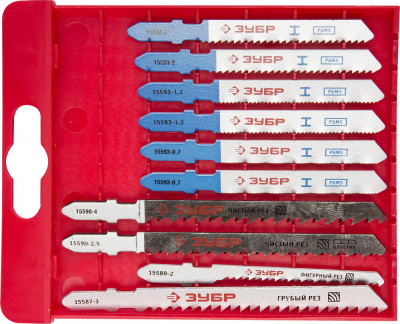 ЗУБР t-хвост., по дереву и металлу, пласт. бокс, 10 шт, набор полотен для лобзика (15586-h10)
