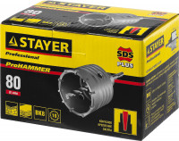 Stayer 80 мм, sds - plus, 10t, коронка по бетону с оснасткой (29190-80)