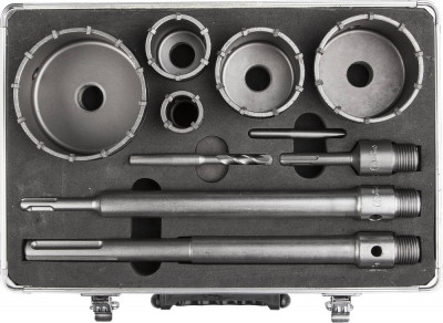 ЗУБР d 33, 68 мм, alu кейс, набор коронок по бетону с оснасткой, профессионал (29185-h2-10)