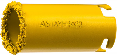 Stayer 33 мм, l 55 мм, карбид вольфрама, кольцевая коронка, professional (33345-33)