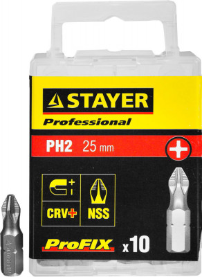 Stayer profix ph2 25 мм, 10 шт, набор бит, professional (26201-2-25-10)