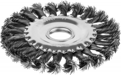 Mirax 125 мм, жгутированная стальная проволока 0.5 мм, щетка дисковая для ушм (35140-125)