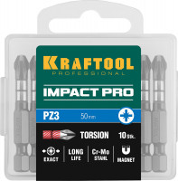 Kraftool impact pz3, 50 мм, 10 шт, ударные биты (26193-3-50-s10)