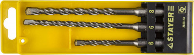 Stayer 3шт набор sds-plus буров, professional (2930-h3)