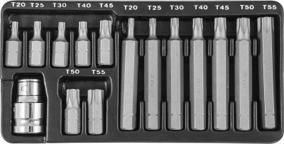 S29H4215S набор вставок-бит 10 мм dr torx® с переходниками, 15 предметов