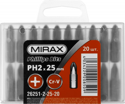 Mirax ph 2, 25 мм, 20 шт, биты (26251-2-25-20)