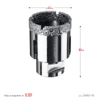 ЗУБР авк, d 45 мм, (м14, 15 мм кромка), вакуумная алмазная коронка, профессионал (29865-45)