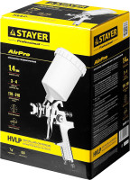 Stayer airpro g, hvlp 1.4 мм, пневматический краскопульт с верхним бачком, professional (06476-1.4)