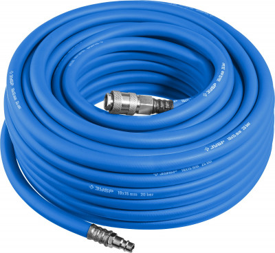 ЗУБР 15 м, 10 х 15 мм, 20 бар, воздушный шланг с фитингами рапид, профессионал (6481-15)