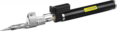 Stayer ps 400, 45 вт, 1200°с, в наборе: 5 в 1, пьезоподжиг, горелка, фен, 4 жала, газовый паяльник, professional(55505-h6)