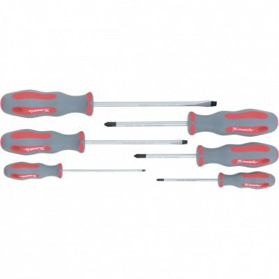 Набор отверток,сталь svcm, двухкомпонентные рукоятки, 6 шт., // matrix