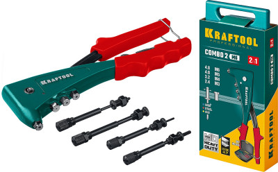 Kraftool combo2-m6, 2 вида заклёпок, комбинированный литой заклепочник в кейсе (31180)