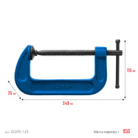 ЗУБР псс-130, 125 мм,чугунная струбцина тип с (g-образная), профессионал (32245-125)