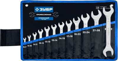 ЗУБР 12 шт, 6 - 32 мм, набор рожковых гаечных ключей, профессионал (27010-h12)