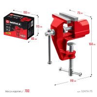 Mirax 75 мм, настольные тиски (32474-75)