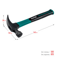 Kraftool fiberglass-m, 560 г, столярный молоток-гвоздодёр (20265-56)