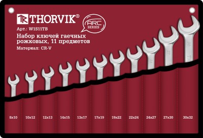 W1S11Tb набор ключей гаечных рожковых серии arc в сумке, 8-32 мм, 11 предметов