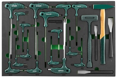 H10121Sv набор ключей торцевых шестигранных и torx®, молотков и зубил в eva ложементе 560х400 мм, 21 предмет