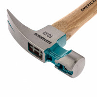 Молоток-гвоздодер,280 г, угол 75, магнит, обрезиненная рукоятка american hickory // gross