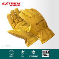 Kraftool extrem winter, xl (10) утеплённые кожаные рабочие перчатки (1137-xl)