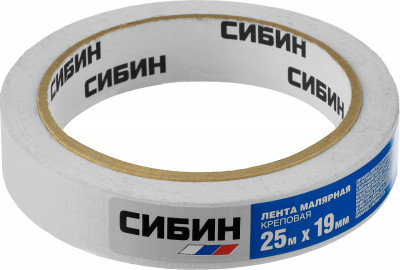Сибин 19 мм х 25 м, креповый, малярный скотч (12111-19)
