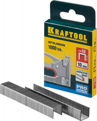 Kraftool тип 53 (a/10/jt21) 10 мм, 1000 шт, калибр 23ga, скобы для степлера (31670-10)