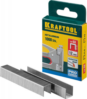 Kraftool тип 53 (a/10/jt21) 12 мм, 1000 шт, калибр 23ga, скобы для степлера (31670-12)