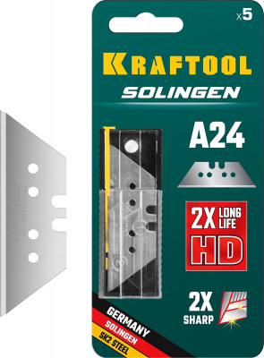 Kraftool solingen-а24, 5 шт, трапециевидные лезвия (09625-s5)