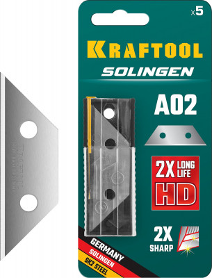 Kraftool solingen-а02, 5 шт, трапециевидные лезвия (09627-s5)