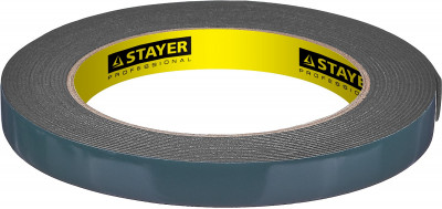 Stayer 12 мм, 5 м, черная, на вспененной основе, двухсторонняя клейкая лента, professional (12233-12-05)