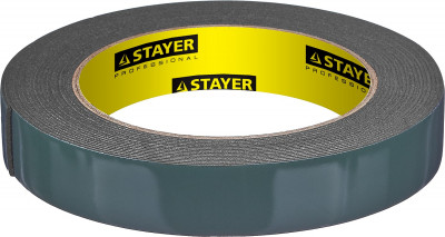Stayer 19 мм, 5 м, черная, на вспененной основе, двухсторонняя клейкая лента, professional (12233-19-05)