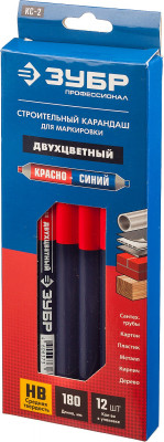 ЗУБР кс-2 180 мм, hb, двухцветный строительный карандаш (06310)
