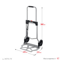 Stayer protruck, до 70кг, каркас и платформа из алюминия, платформа 39х28см, колеса d13 см, вес 3.0кг, складная хозяйственная тележка (38755-70)